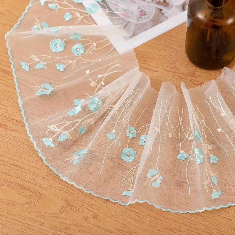 19CM di larghezza lusso Tulle blu rosa ricamo tessuto di pizzo nastro rifila bordo Guipure decorato fai da te cucito abiti da sposa Decor