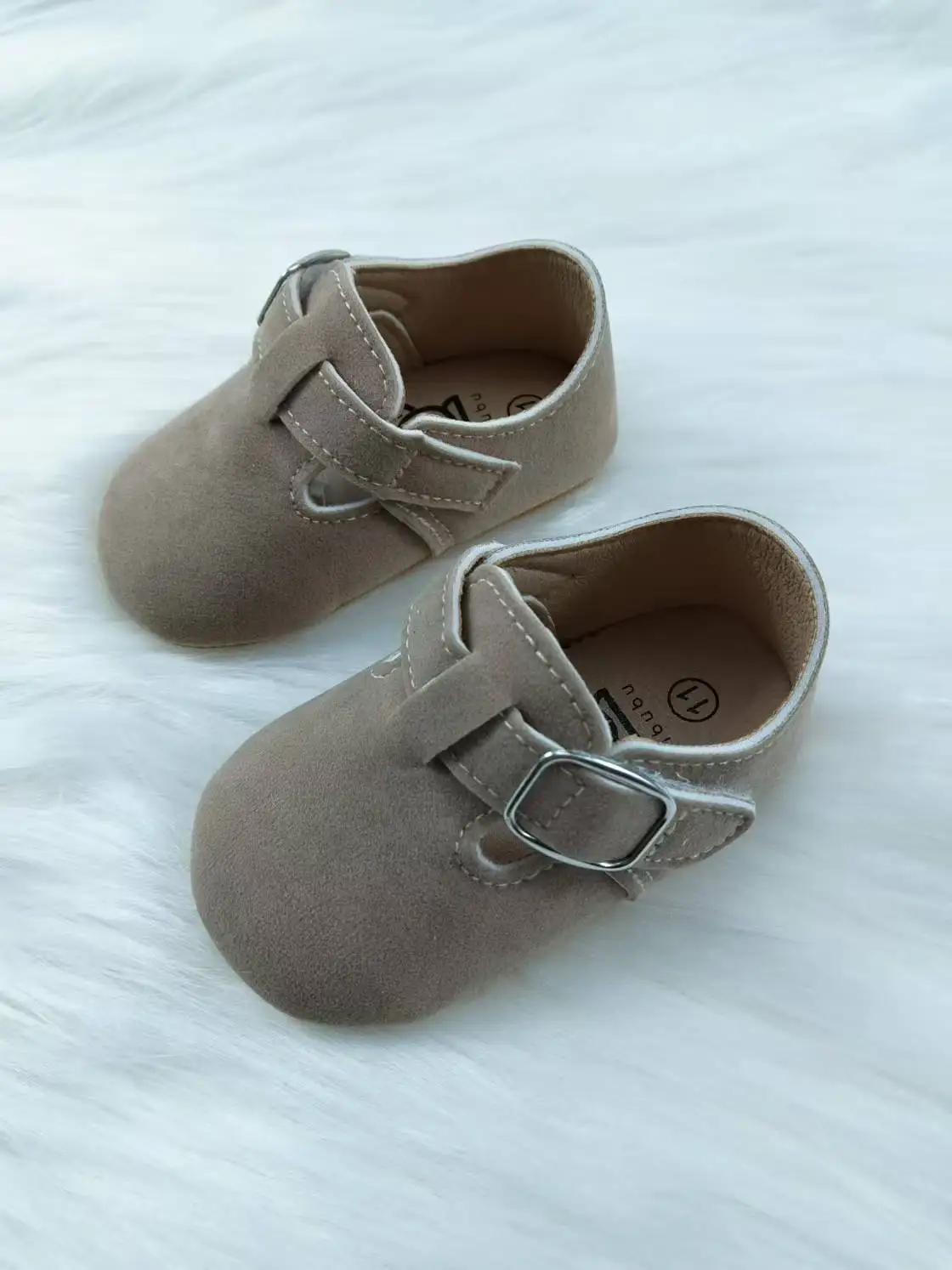 Yibubu Zapatos de bebé de color caqui, zapatos elegantes para niña, zapatos para caminar infantiles con suela de goma antideslizante, zapatos planos para recién nacidos