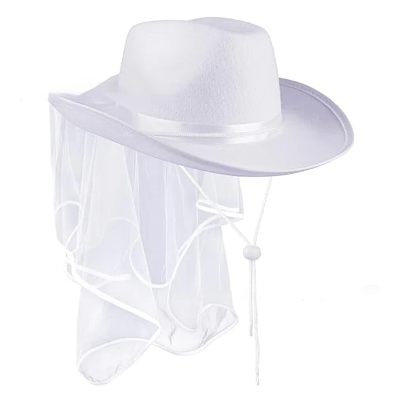 MXMB Cappello da Cowboy per Sposa Occidentale Cappello da Cowgirl Country Western Cappello da Cowgirl per Festa Nozze per