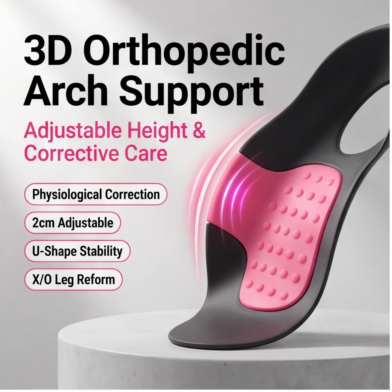 Arch Support Orthopedic Insole For Walk With Arch Half Pad X/O Type Leg Wearable Shoe Heel Cover 1.5-2cm Adjustable Height