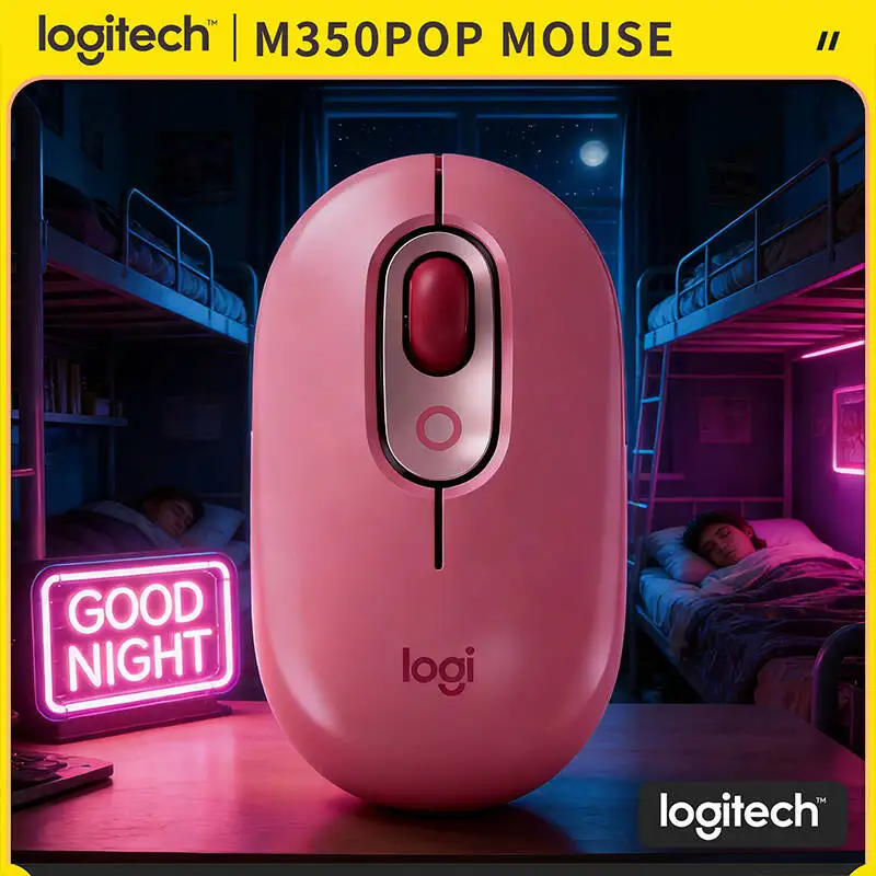 

Logitech M350 POP Pebble Mouse 1000 DPI Optical Tracking Quiet Scroll USB Nano Receiver Magnetic Storage for Home Study