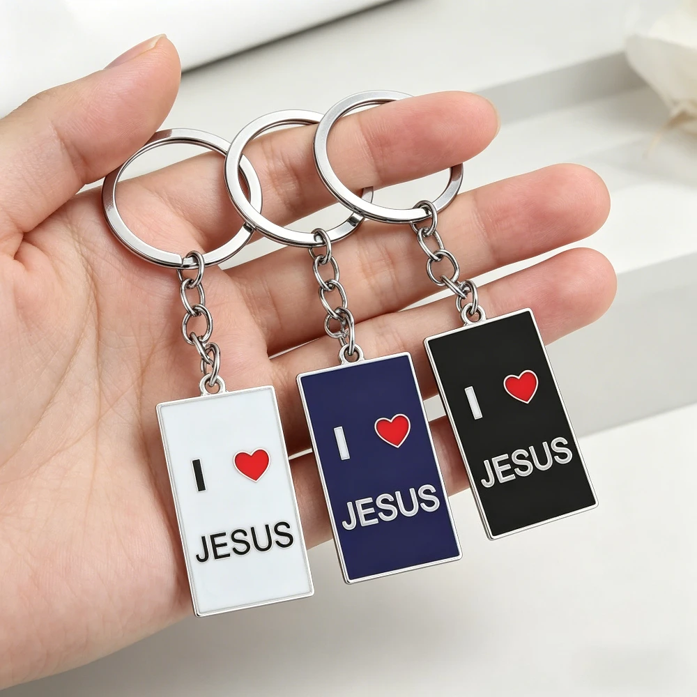 Ich liebe Jesus Kreativer Religiöser Anhänger aus Legierung Schlüsselanhänger Christliche Glaubensornamente Accessoires für Männer Frauen Schmuck Gebetsgeschenke – Detail 3