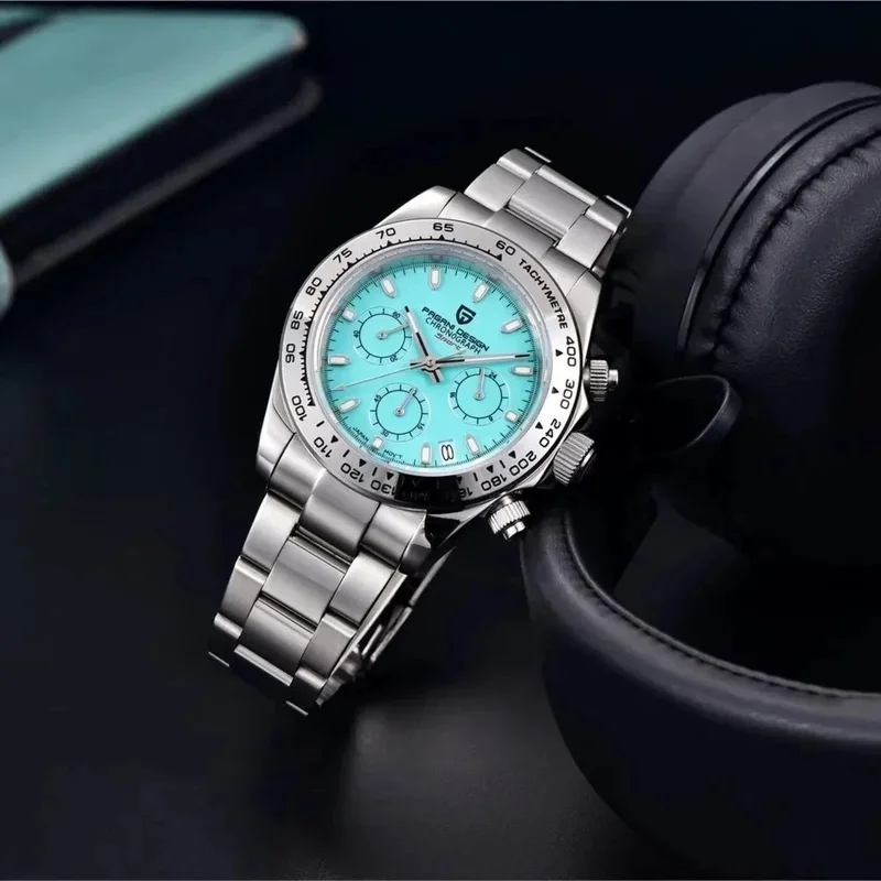 PAGANI DESIGN PD-1727 Men's Business Sport Chronograph Watch 100M Water Resistant Stainless Steel Strap Multi Sub-dials Wristwat