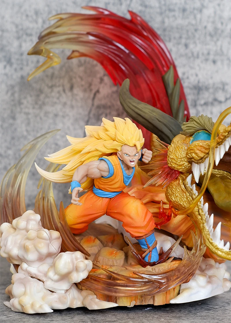 Anime Dragon Ball Z Son Goku Super Saiyan 3 Dragon Fist Explosion Ver PVC Action Figure Battle Statue Shenron Model Toys Doll