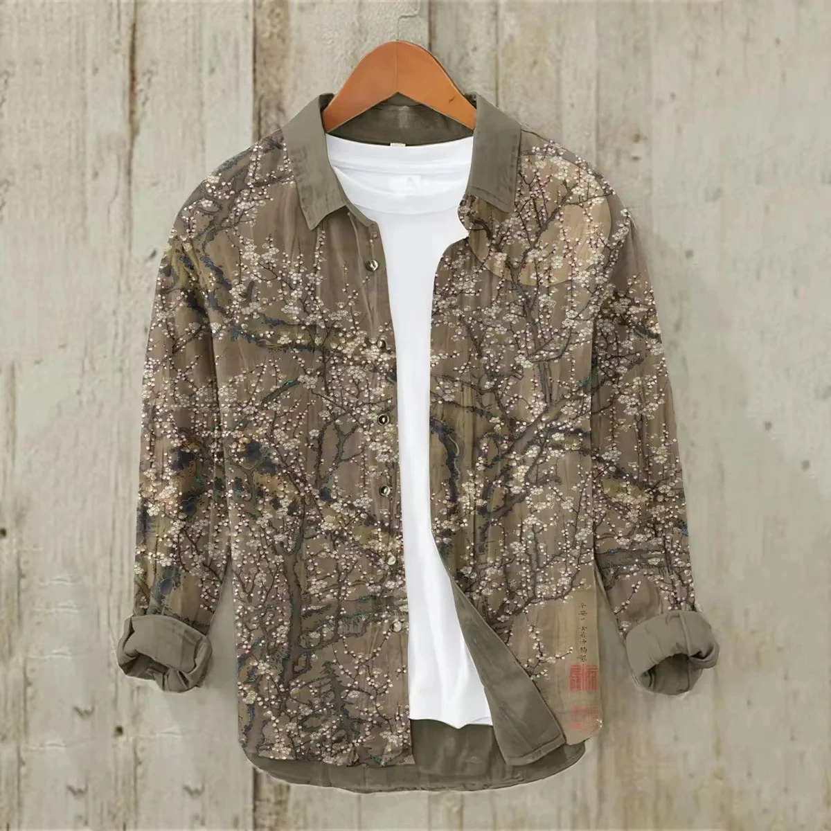 قميص هاواي مطبوع عليه زهور للرجال بأكمام طويلة وتصميم طية صدر السترة في الهواء الطلق موضة الشارع متوفرة من XS إلى 6XL