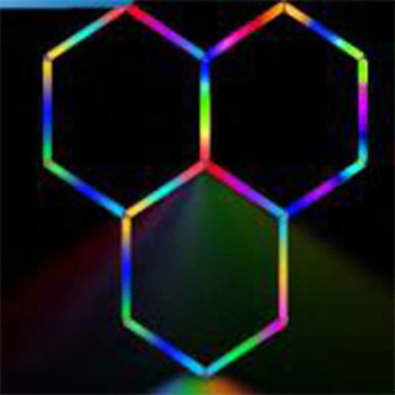 Customizable Smart Auto Garage Light White 3 Grid DC24V 25W RGB Dimmable DIY LED Car Workshop Light Remote Control IP55 Hexagon