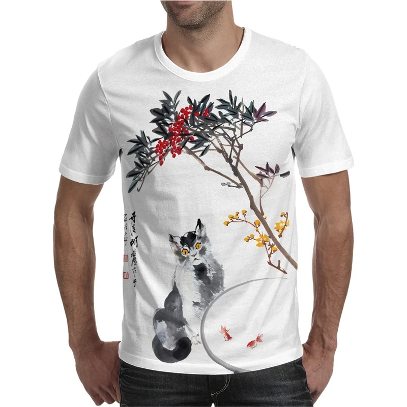 

Модные мужские футболки с рисунком вишневого цвета, летние простые футболки с короткими рукавами и 3D принтом, повседневные футболки большого размера в стиле Харадзюку