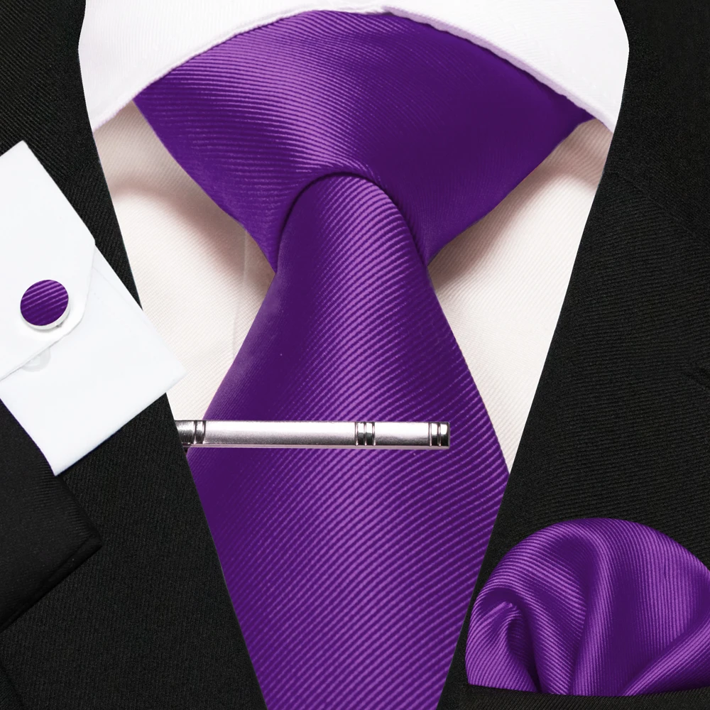 Klassische Seidenkrawatte für Herren in Rot, Blau, Grün, Business-Hochzeitskrawatte für Männer, Set mit Einstecktuch und Manschettenknöpfen, Geschenk für den Bräutigam – Detail 14