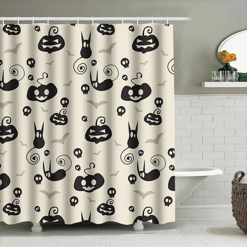 

Tuniu черный череп летучая мышь Хэллоуин занавеска для душа жуткий декор занавеска для ванной комнаты для детей девочек и мальчиков