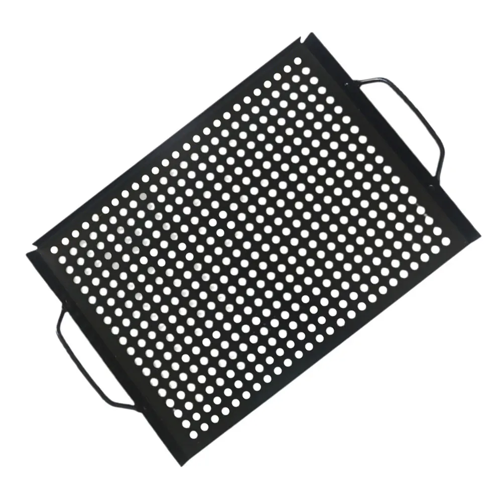 

Nonstick Rectangular Drainage Grill Pan Lightweight Portable Outdoor BBQ Camping Grilling Plate Baking Pan Steak Pizza