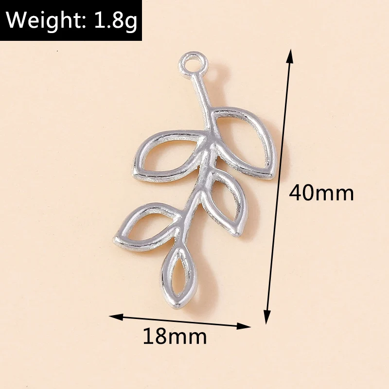 Leslie 20 Stück Metall-Laubanhänger aus Legierung, Baumblätter-Anhänger für Armbänder, Halsketten, DIY-Schmuckherstellungszubehör – Detail 6