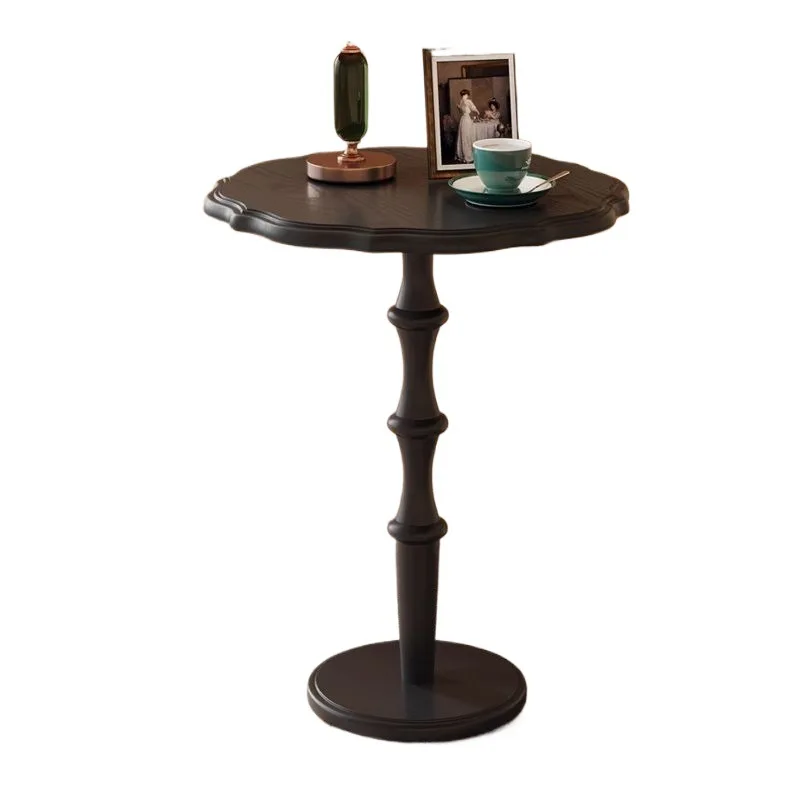 

Solid wood round coffee table retro small apartment balcony casual coffee medieval lace