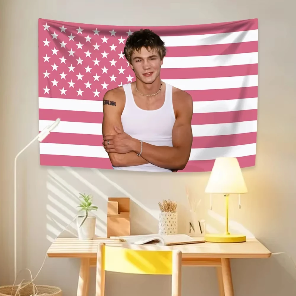 Tapisserie de Chad Michael Murray, affiche du drapeau américain, décoration d'intérieur, tenture murale hippie, tissu pour chambre à coucher, dortoir, tissu, éventails, cadeau