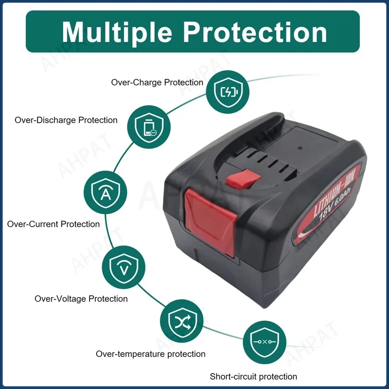 مناسبة لاستبدال بطارية Bosch PBA 18V: عمر بطارية قوي 6000 مللي أمبير في الساعة، تغطي أدوات PSB/PSR من سلسلة Home&Garden