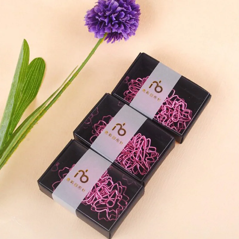 12pcs/Lot TOP QUALITY Plated Pink Paper Clips Paper Needle Bookmark Metal Memo Clip Stationery Cherry Blossoms Box Clips