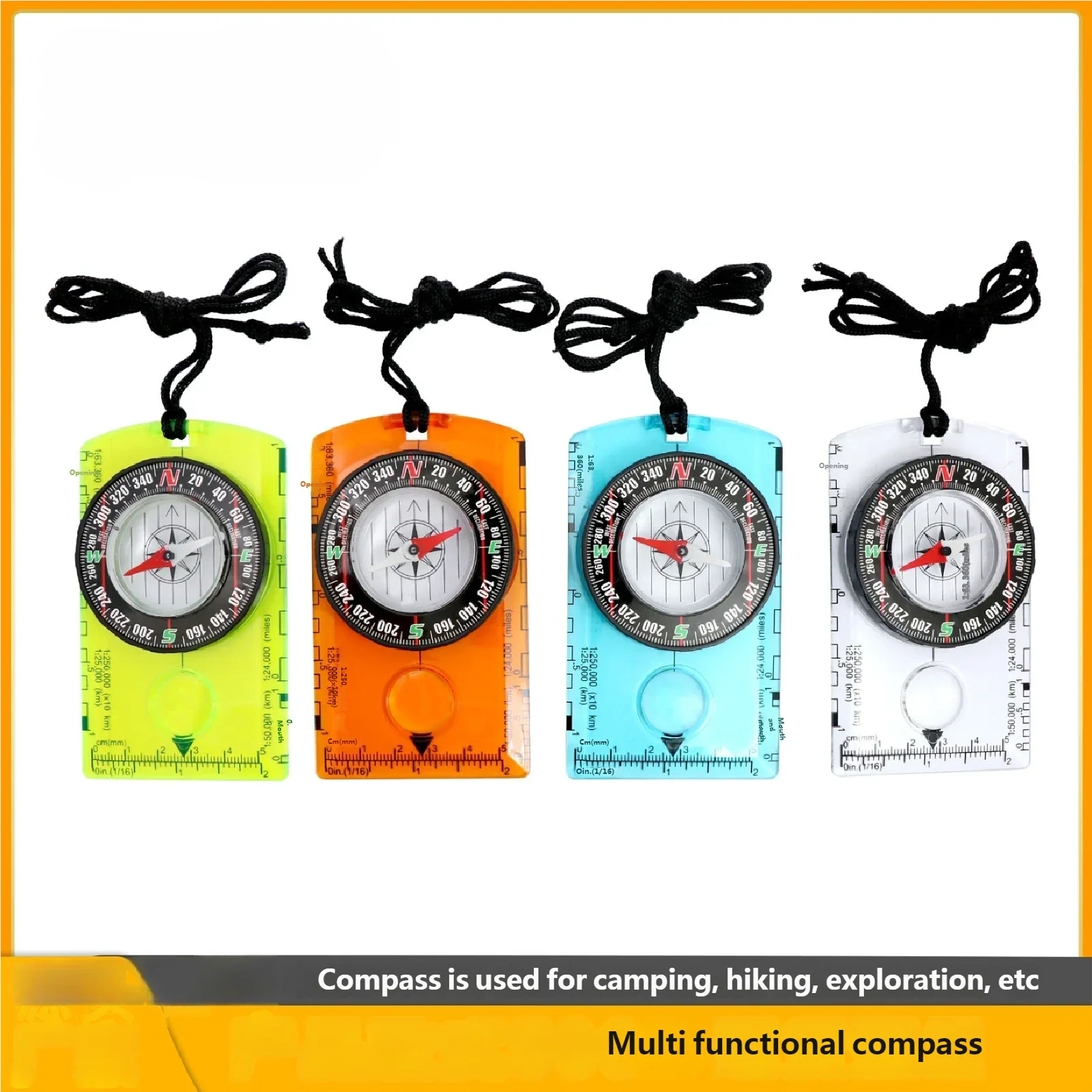 بوصلة متعددة الوظائف للتخييم في الهواء الطلق، بوصلة، بوصلة، مسطرة خريطة، أدوات تخييم لتعليم الطلاب، المسح وتحديد المواقع
