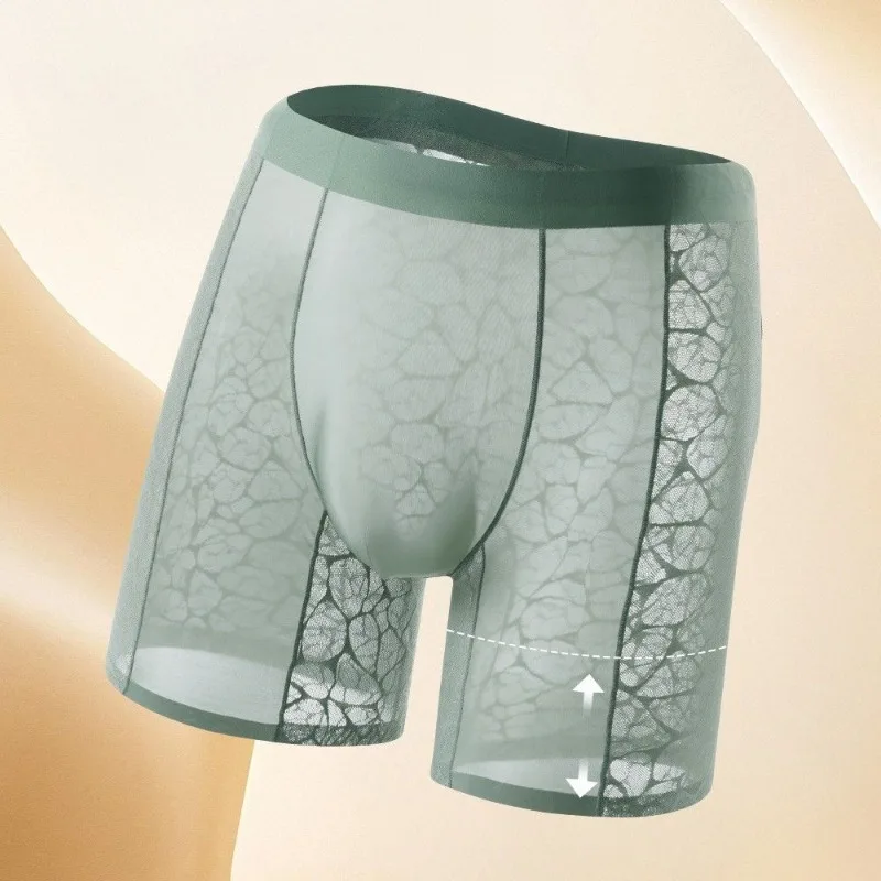 Bacteriostatic Camellia Fragrance Anti-wear Leg Lace Leopard Print Jacquard Thin Men's Seamless Flat-angle Extended Sweatpants