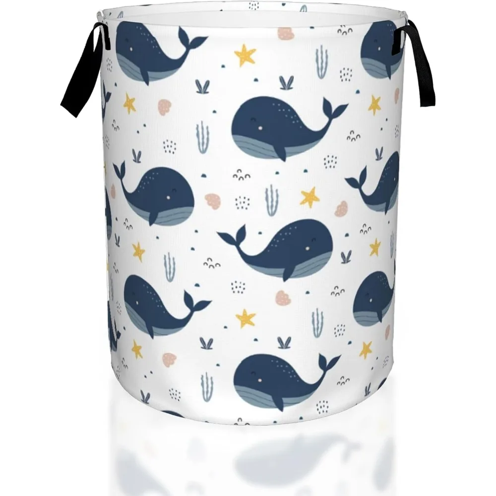 Cesta para la colada de ballena azul en el mar, cesto para la colada impermeable, cesta organizadora plegable para contenedores de almacenamiento, contenedores de juguetes, coágulo sucio