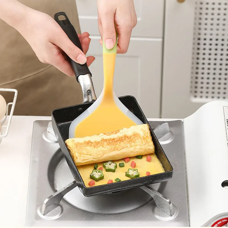 Mehrzweck-Pfannenutensilien mit Antihaftbeschichtung – Eierspatel aus Silikon, breiter Pfannkuchenwender und Eierflipper zum Kochen und Backen – Detail 6