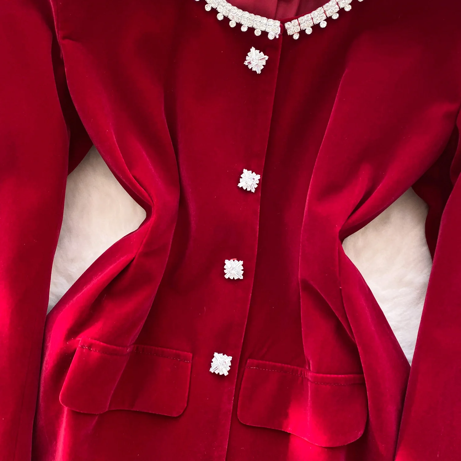 Élégant Chic col rond à manches longues velours français soirée haute rue femmes vêtements mini robe