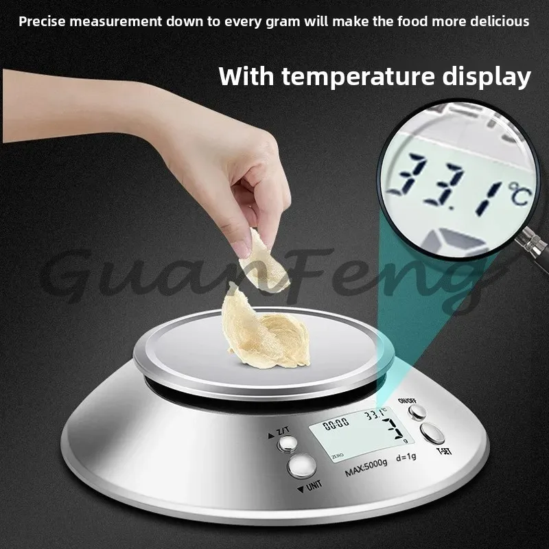 Stainless steel household electronic food scale for baking and cooking