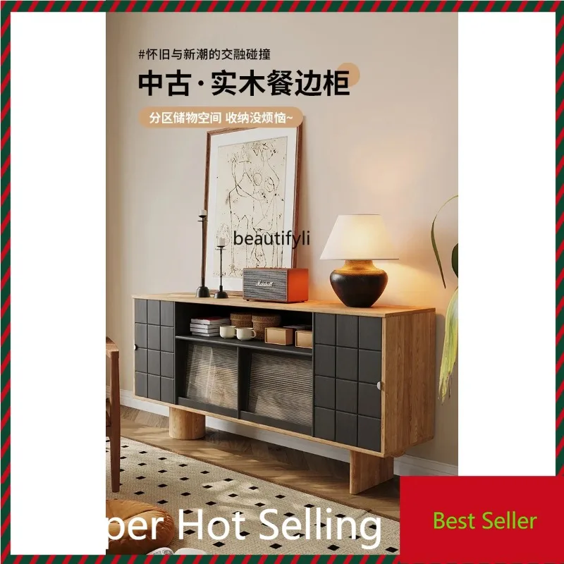 

M71 Solid wood dining side cabinet creative wall cabinet antique contrast color storage cabinet