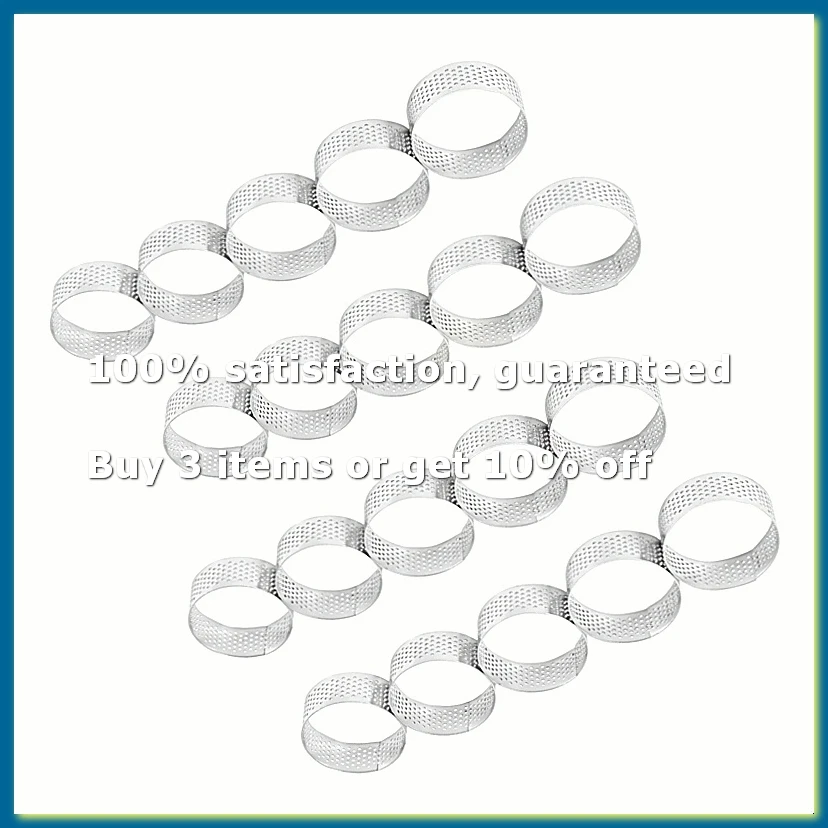 20 Pack 5cm Stainless Steel Tart Ring, Heat- Perforated Cake Mousse Ring, Round Ring Baking Tools