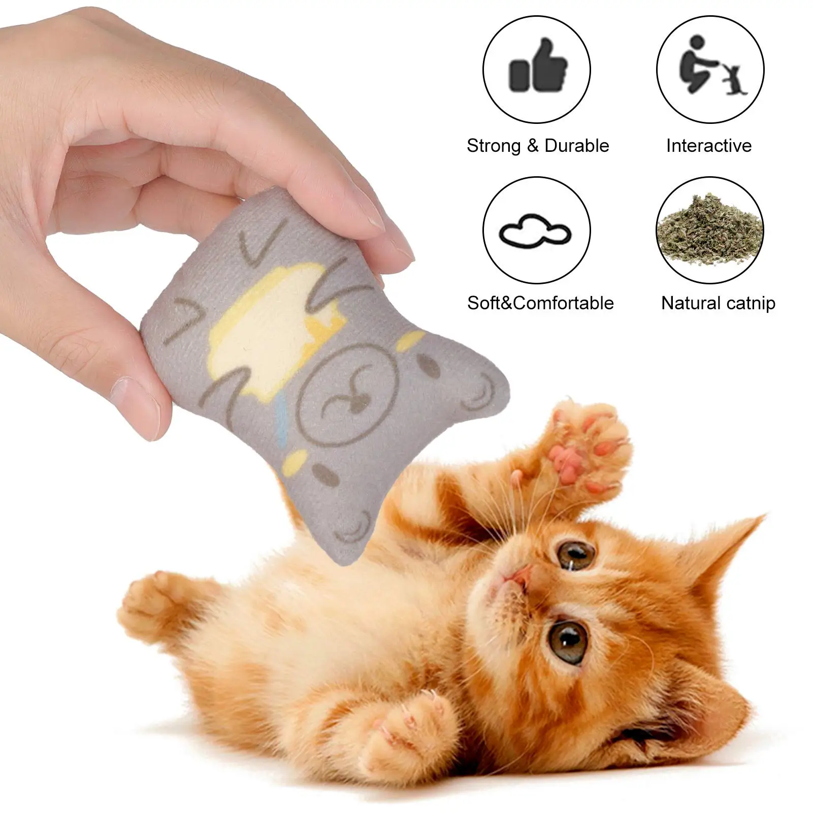 Dorakitten Catnip Toys for Indoor Cats - 5PCS Plush Cat Chew Toys Teething Interactive Catnip Filled Kitten Toy Soft Pet Toy