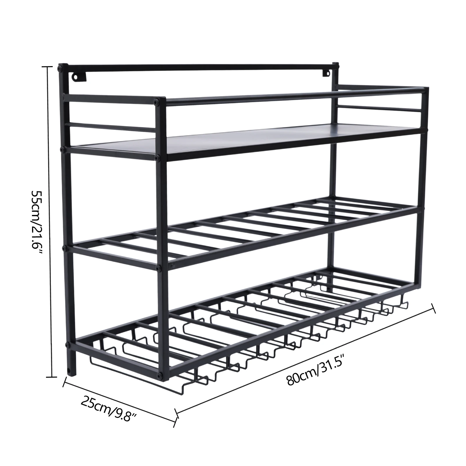 3-Tier Wall-Mounted Wine Rack 80*25*55cm, a Great Gift For Wine Lovers