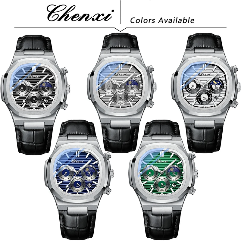 CHENXI Men's Business Watches Luxury Waterproof Luminous Calendar Leather Quartz Wristwatch High-quality Casual Sports Watch