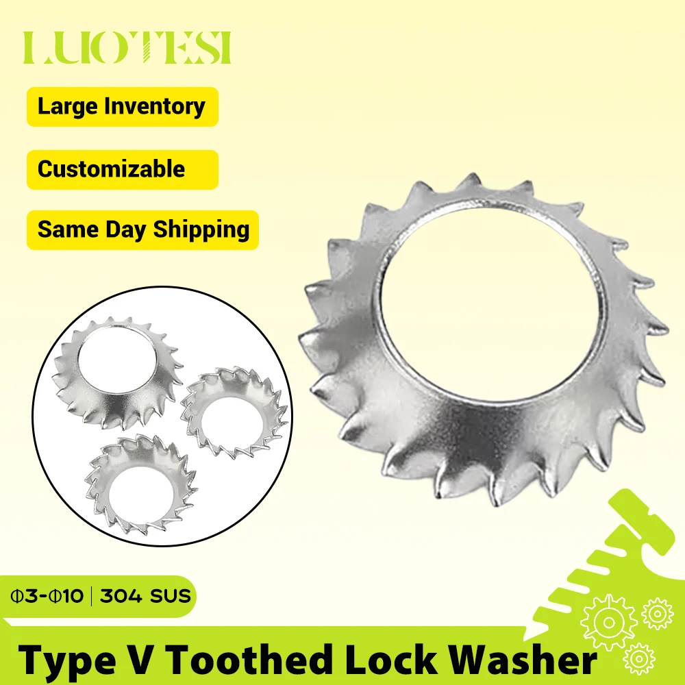 Conical Serrated Lock Washer 304 Stainless Steel M3 M4 M5 M6 M8 M10 External Tooth Funnel Saw-Shaped Washer