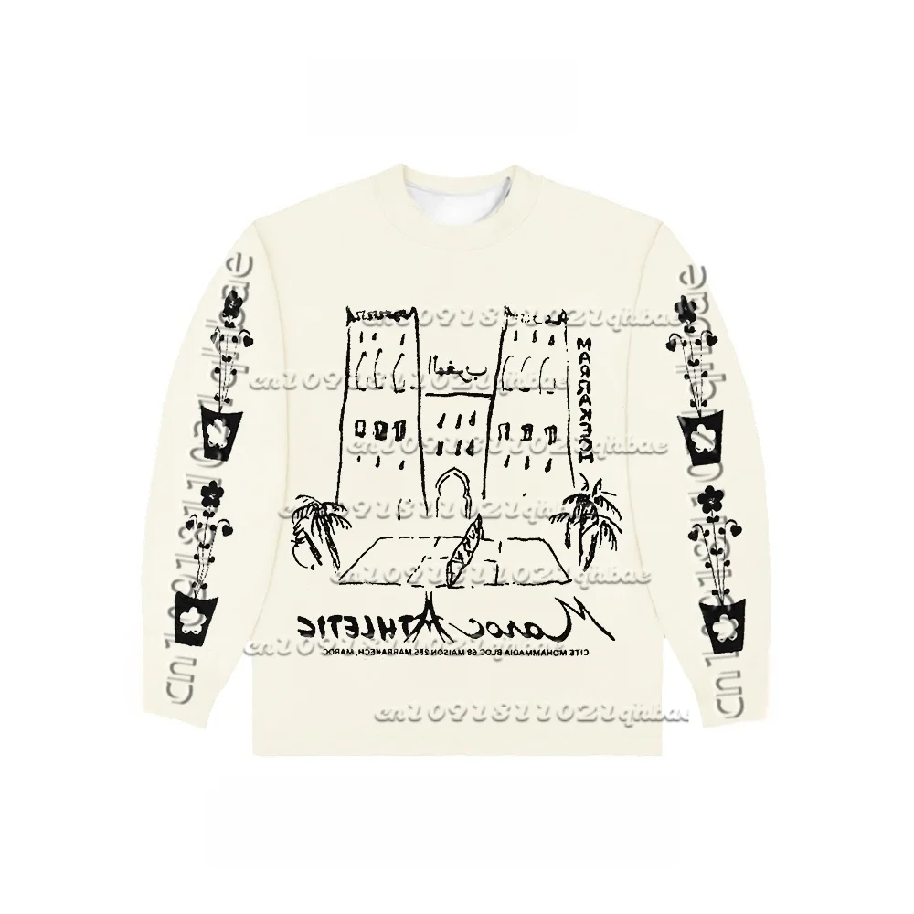 

Осенний новый свободный и универсальный дышащий быстросохнущий топ с длинными рукавами и 3D принтом в американском стиле ретро, модный