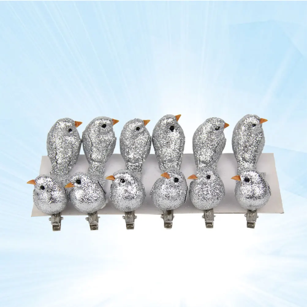 

12 Pcs Simulation Bird Decoration Miniature Christmas Clip Birds Hair Clips Figurine Artificial Realistic Decorative The