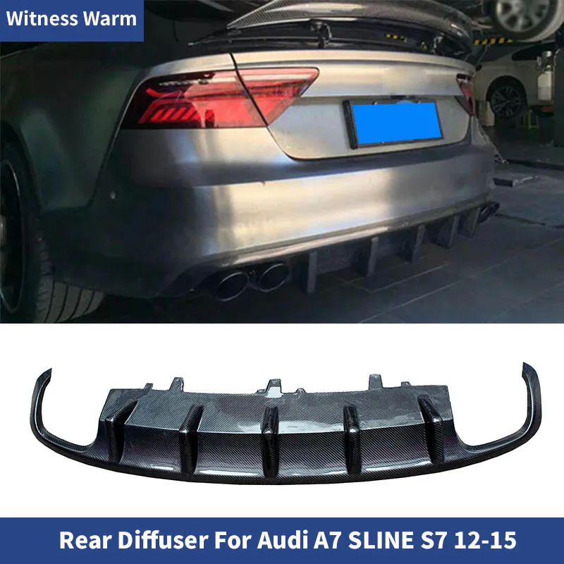 Carbon Fiber Rear Bumper Lip Spoiler Diffuser for Audi A7 Sline S7 2012 2013 2014 2015 2018 Non A7 Standard Four Outlet Frp