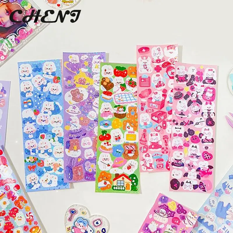 10pcs Shiny Cute Animals Cat Bear Decorative Sticker for Scrapbooking DIY Phone Case Materials Landscape