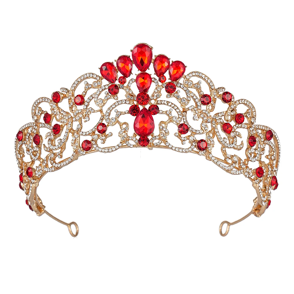 عصابة رأس تاج فاخرة من حجر الراين الكريستالي - إكسسوار شعر تاج مأدبة الزفاف هدية مجوهرات إكليل الملكة