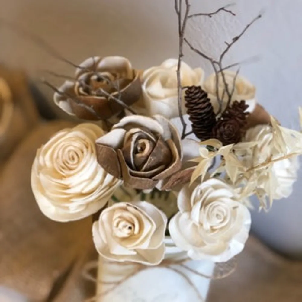 Collection de fleurs florales en bois d'hiver, décor rustique, fait sur commande pour toujours