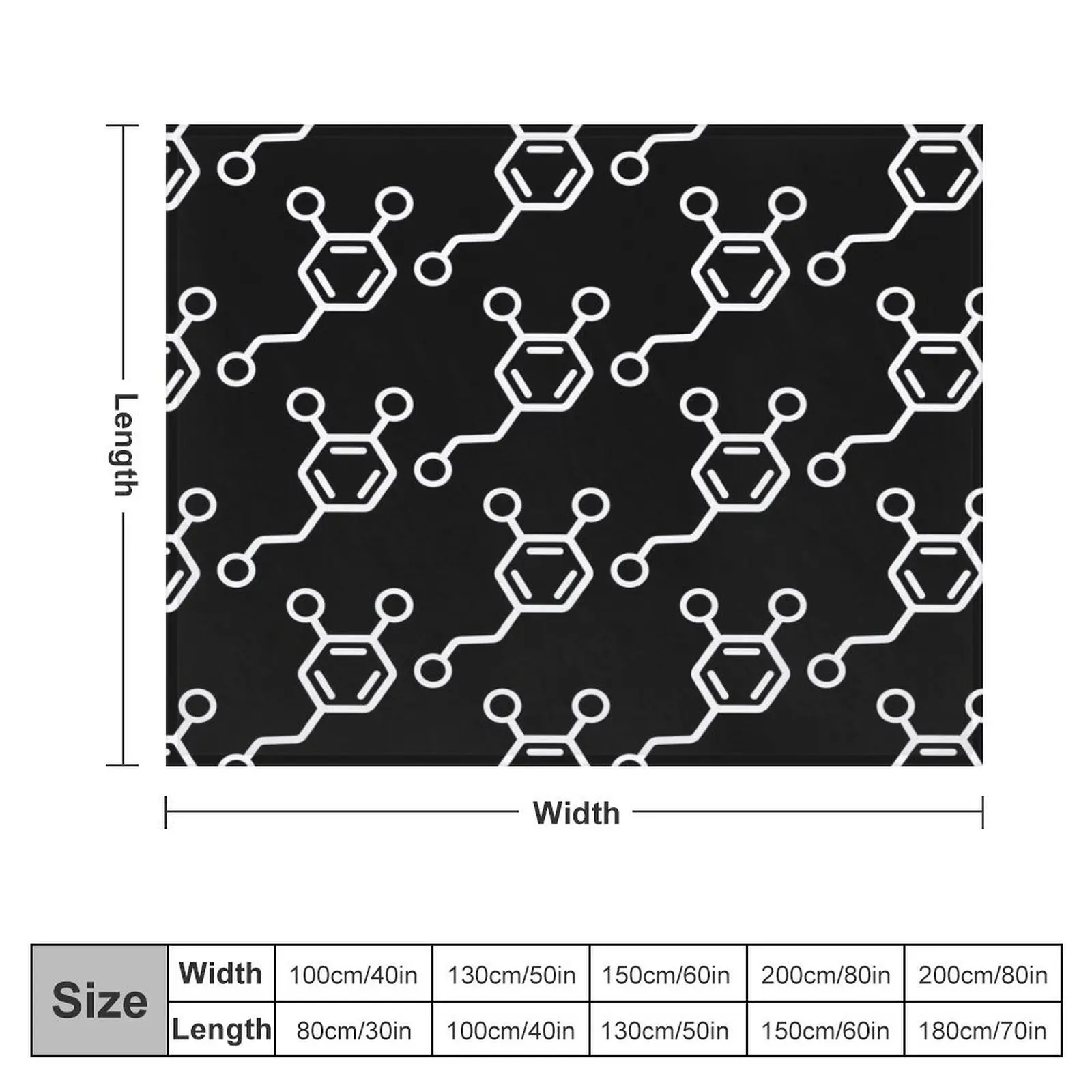 Big White Dopamine Molecule Pattern Throw Blanket Vintage Loose Blankets