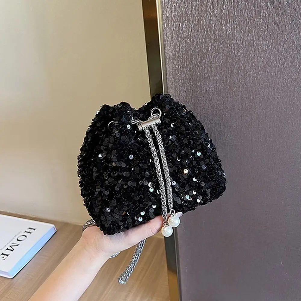 Chain Sequin Shoulder Bag Evening Banquet Bag Tassel Crossbody Bag Fashion Bucket Bag Gift