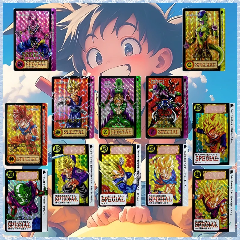 Japanese Anime Dragon Ball DIY ACG Gogeta Frieza Piccolo Vegeta Yonsei Beerus King Cold Goku Collectible Cards Birthday Toy Gift