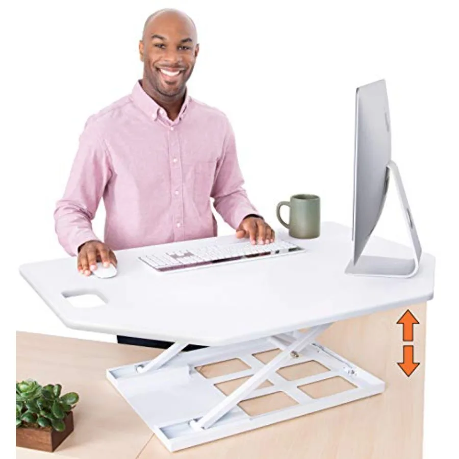 

X-Elite Pro Premier Corner Standing Desk Converter Extra Large 40 Inch Height Adjustable Sit to Stand Workstation for Cubicles