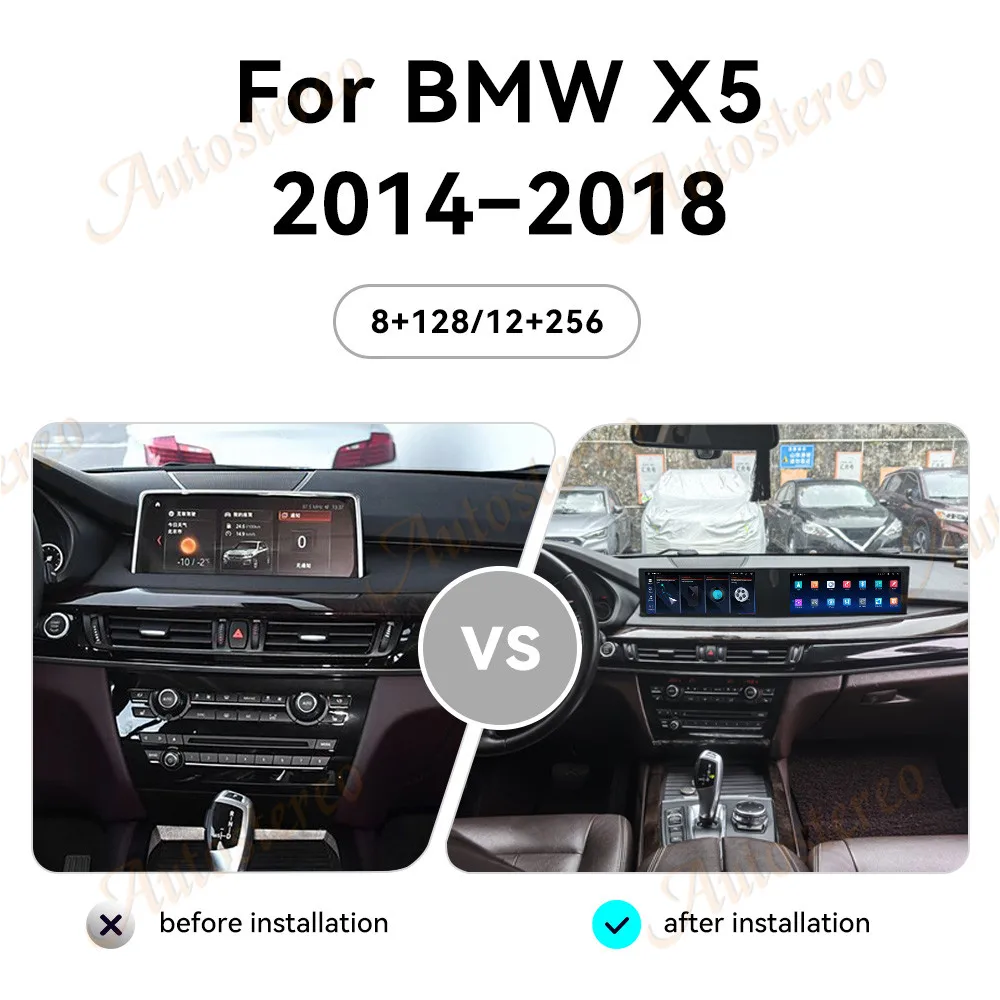 Dual Screen 21 Inch Carplay Android 13 ID8 For BMW X5 F15 X6 F16 X5M X6M 2014-2019 Car Multimedia Player GPS Navigation HeadUnit