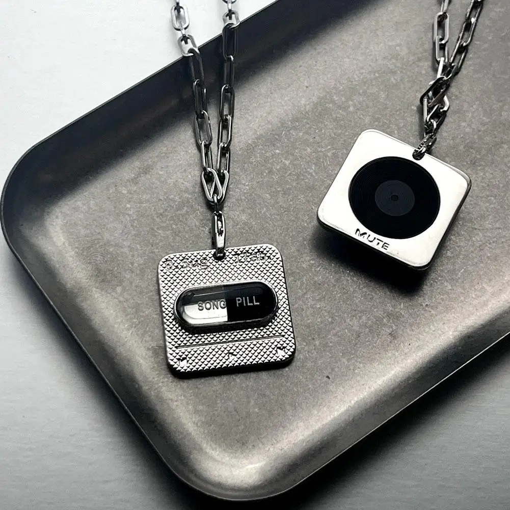 Original Design Music Capsule Necklace Couple Pendant For Women Men Fashionable Minimalist Personality Jewelry Birthday Gift
