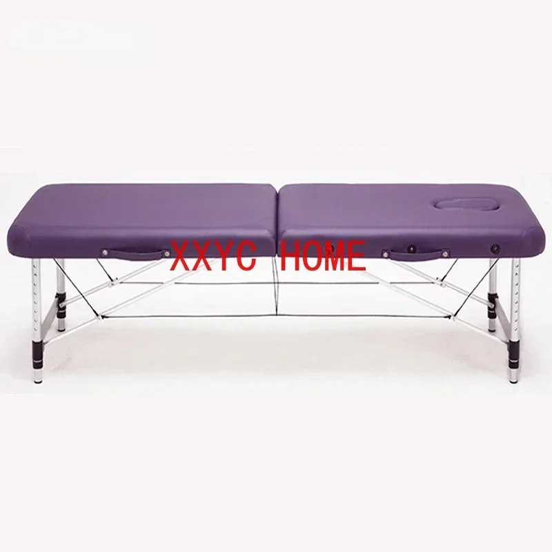 Portable Foldable  Furniture Tattoo Spa Two-Fold Leather Aluminum Alloy Beauty Massage Table Bed With Pillow Patio Facial