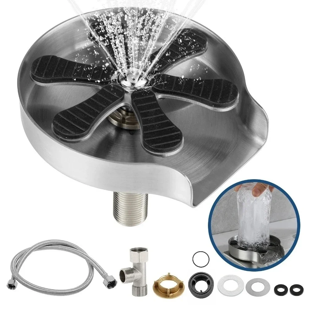 Faucet Glass Rinser High Pressure Cup Washer For Kitchen Sink Glass Beer Coffee Milk Tea Cup Cleaner Bar Accessories Clean Tool