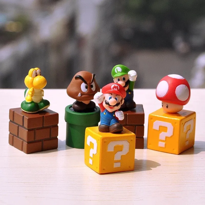 OFERTA ESPECIAL: Set de 5 Figuras de Acción de Super Mario, Luigi y Yoshi, Muñecos Decorativos para Pasteles, Adornos para Autos, Juguetes y Regalos de Anime