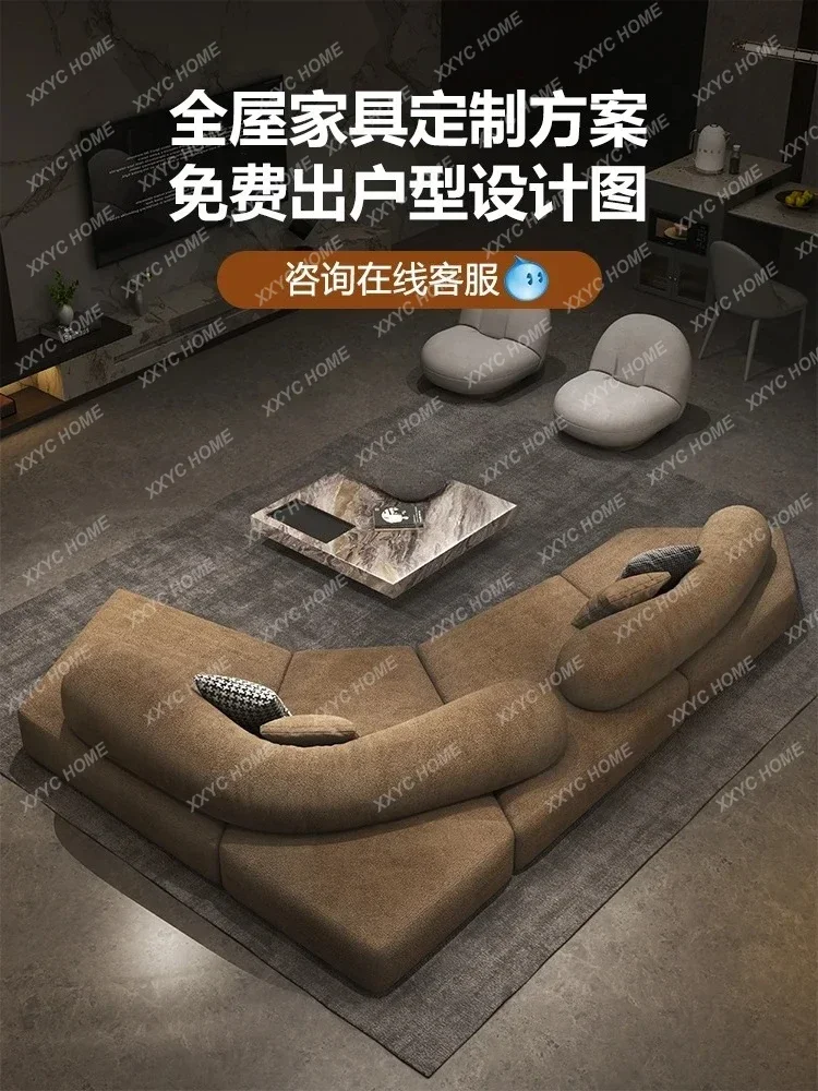 Rock Sofa Living Room Italian Minimalist Fabric Villa Module Double-Sided Shaped Sofa