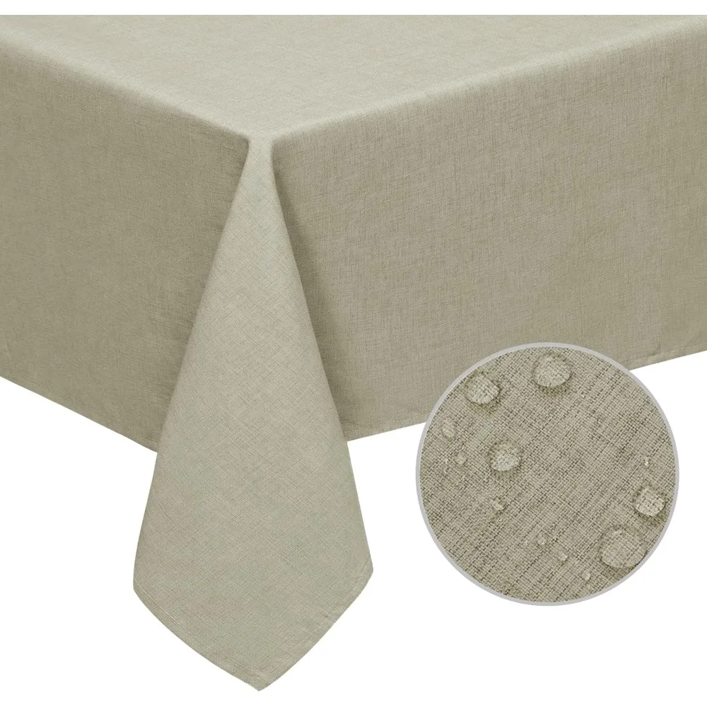 

Faux Linen Waterproof Spill-Proof Tablecloth Stain Resistant Rectangle Table Cloth Wrinkle Free Decorative Fabric