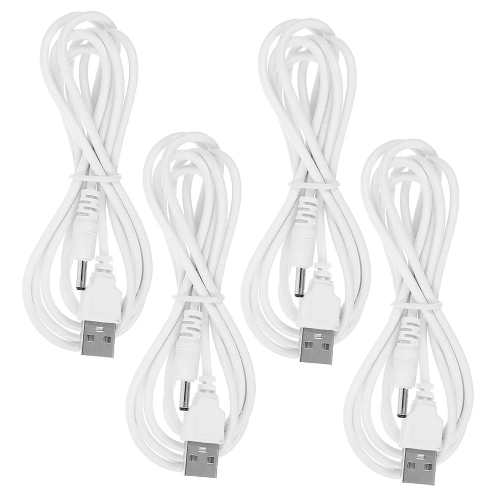 

4 Pcs Cord Charging Cable Replacement Dc USB to 5v Fan Adapter White Instrument