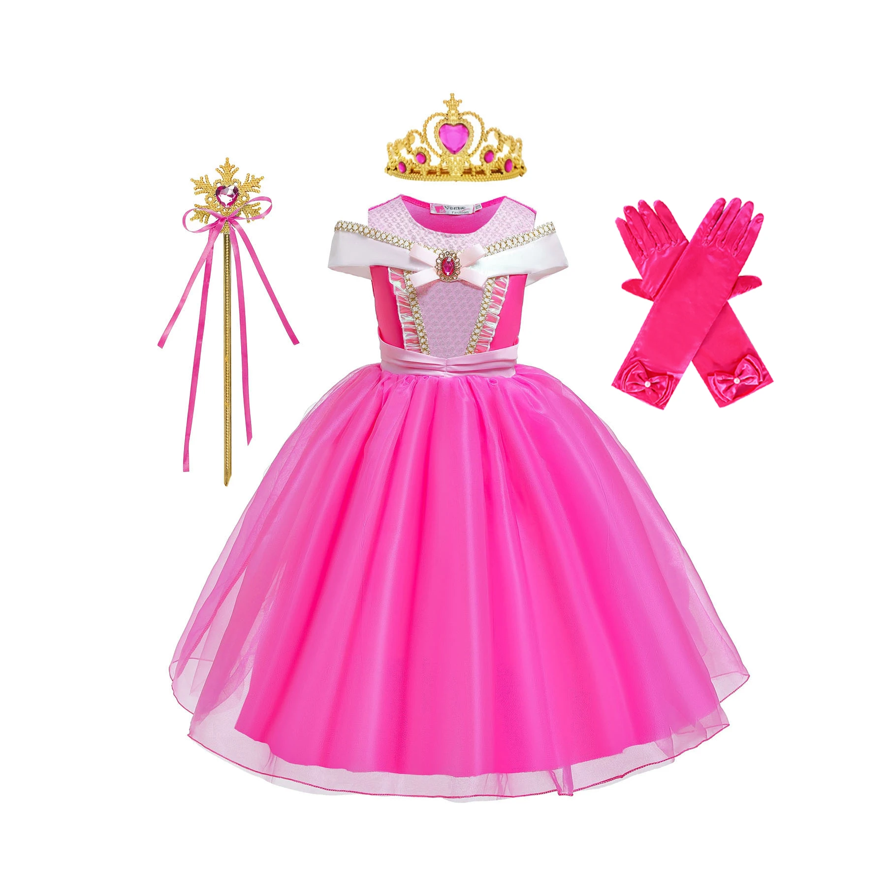 Meisje Roze Jurk Aurora Kids Cosplay Kostuum Prinses Deluxe Outfit Kinderen Verjaardagsfeestje Elegante Baljurk Fee Vermomming Sets